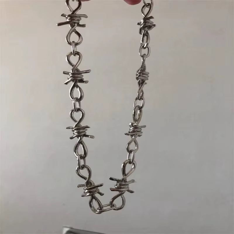 Barbed Wire Choker Necklace Grunge Vintage Punk Emo Accessory Goth