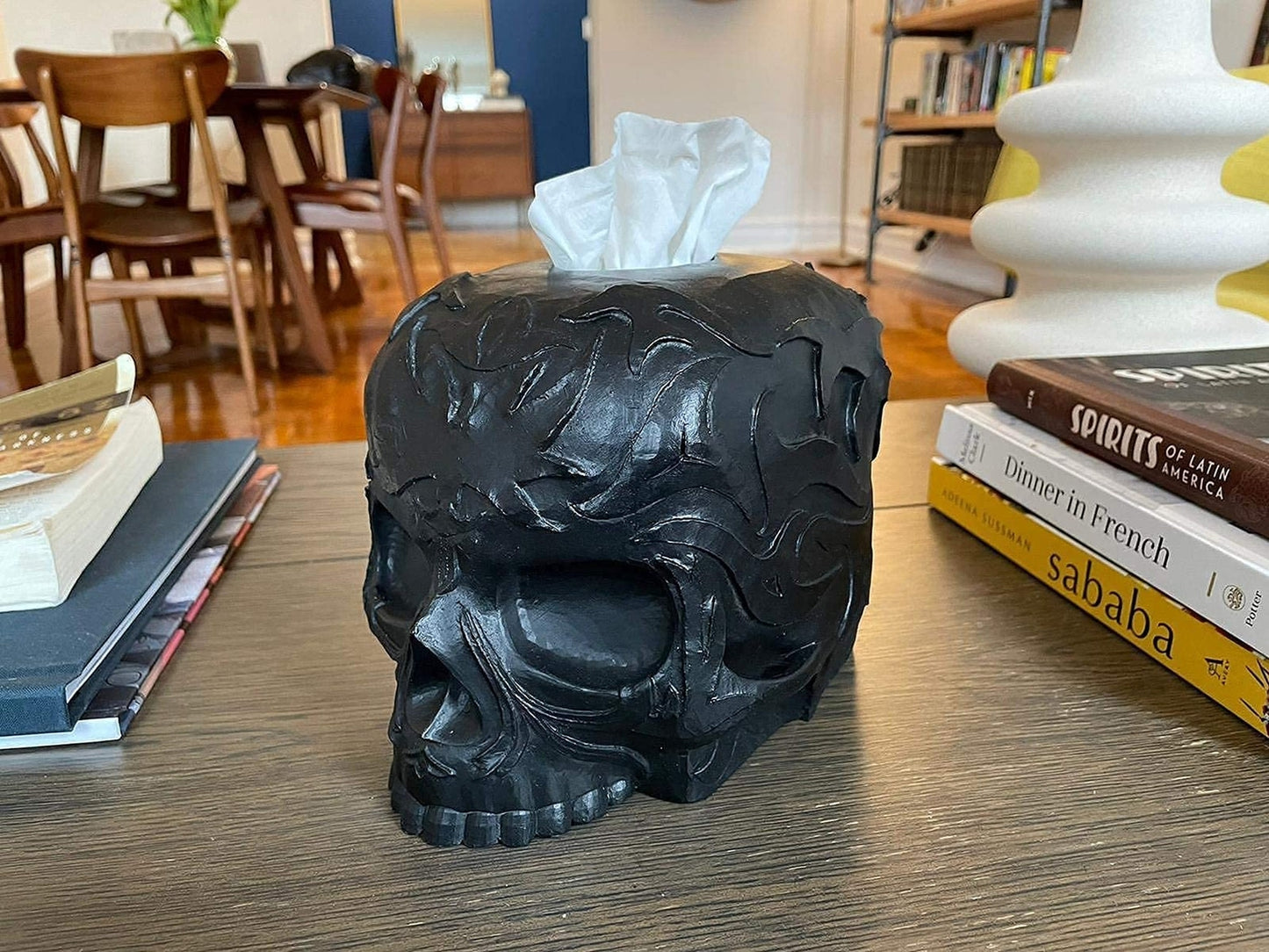 Skull Tissue Box Cover Square Black - Gothic Home Decor, Skull Gifts for Men ...