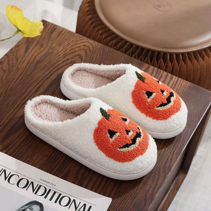 2024 Ghostface Home Cotten Slippers Women'S Winter Halloween Black Warm Plush Slippers Men Flip Flops Indoor Floor Slippers Gift