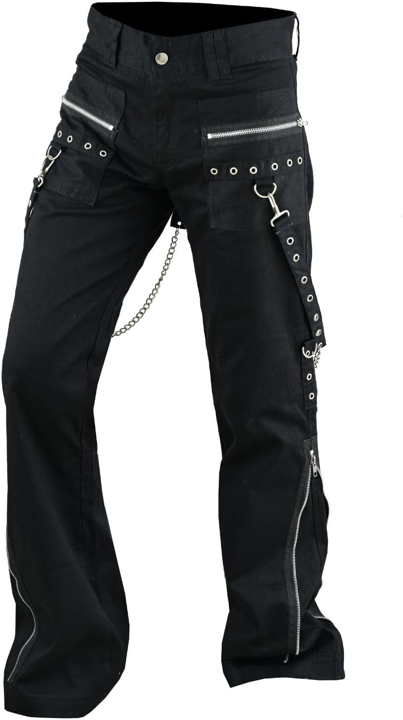 Women'S Chains Black Rhinestones Gothic Punk Emo Pants Straps Baggy Pants