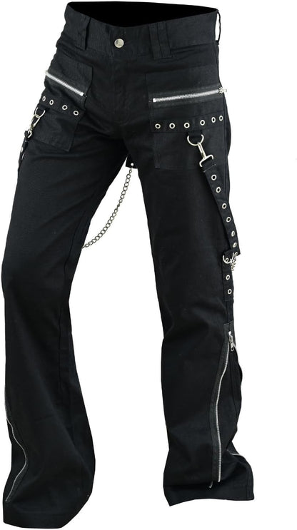 Women'S Chains Black Rhinestones Gothic Punk Emo Pants Straps Baggy Pants