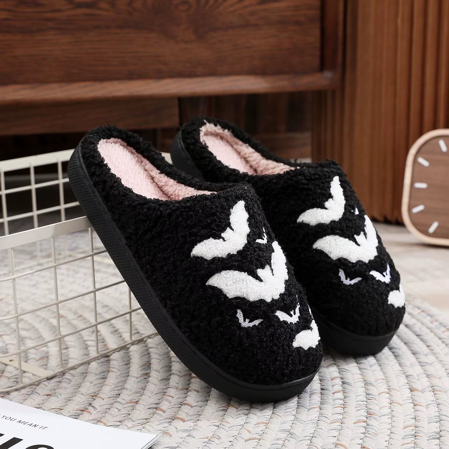 2024 Ghostface Home Cotten Slippers Women'S Winter Halloween Black Warm Plush Slippers Men Flip Flops Indoor Floor Slippers Gift