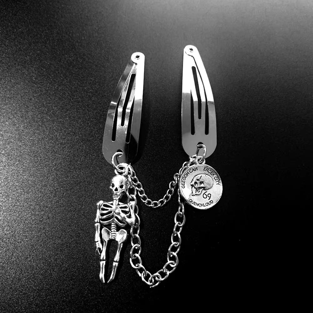 Ins Punk Gothic Y2K Retro Hair Clips for Girls Dark Spider Butterfly Skull Fashion Metal Chain Alt Emo Hairpin Accessories 2021