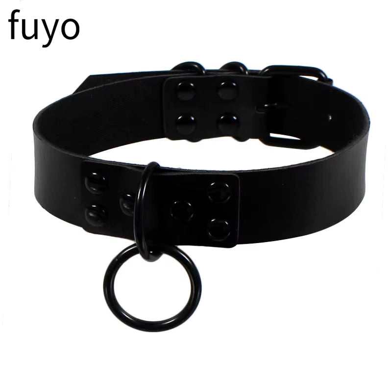 New Goth Choker Necklace Men Punk Rock Heart Geometry PU Necklace for Women Choker Gothic Bondage Goth Chocker Neck Jewelry