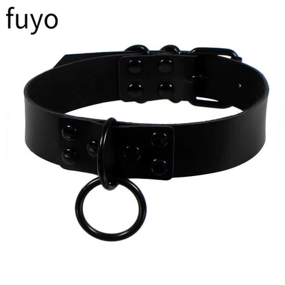 New Goth Choker Necklace Men Punk Rock Heart Geometry PU Necklace for Women Choker Gothic Bondage Goth Chocker Neck Jewelry