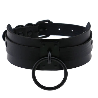 Punk Black O-Round Metal Leather Choker Collar Goth Fashion Necklaces 2023 Women Girls Rock Harajuku Emo Gothic Jewelry