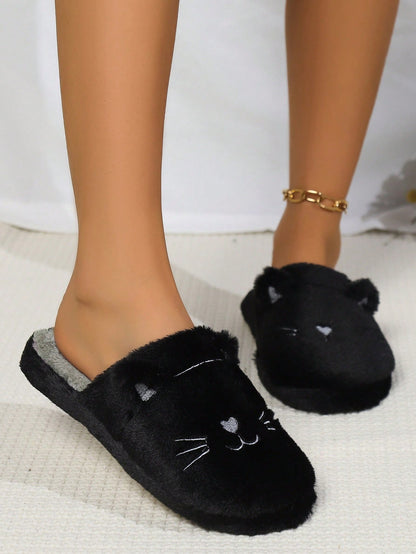 Fall/Winter Women'S Cute Kitty Design Soft Bottom Comfortable Carpet Slippers, Non-Slip Indoor Plush Slippers,Fluffy Slippers