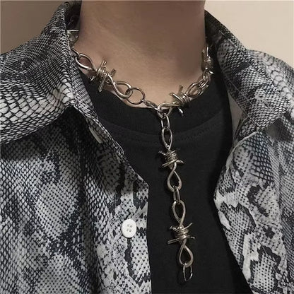 Barbed Wire Choker Necklace Grunge Vintage Punk Emo Accessory Goth
