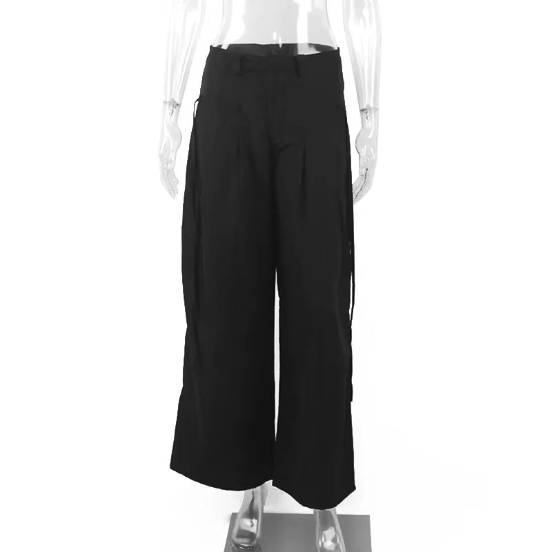 Streetwear Harajuku Cargo Panst Women Vintage Y2K Cyber Punk Mall Gothic Pocket High Waist Casual Loose Trousers Female