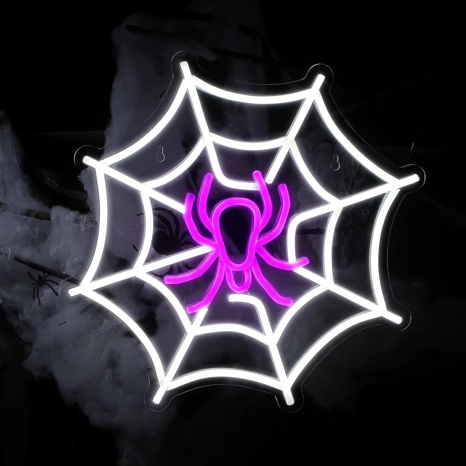 Spider Web Neon Sign Lighted Wall Art Decoration Halloween Led Sign Neon Light for Halloween Wedding Ceremony Party Decor Gift