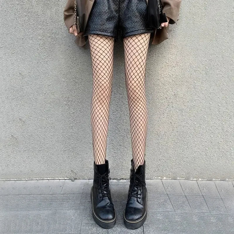 Hot Selling Summer Lolita Fishnet Body Stockings Fish Net Pantyhose Mesh Nylon Tights Lingerie Skin JK Cos Fishnet Waist Hosiery