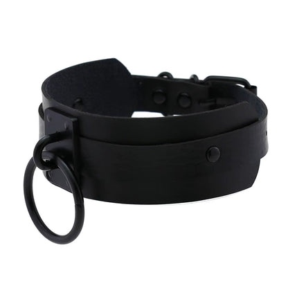 Punk Black O-Round Metal Leather Choker Collar Goth Fashion Necklaces 2023 Women Girls Rock Harajuku Emo Gothic Jewelry