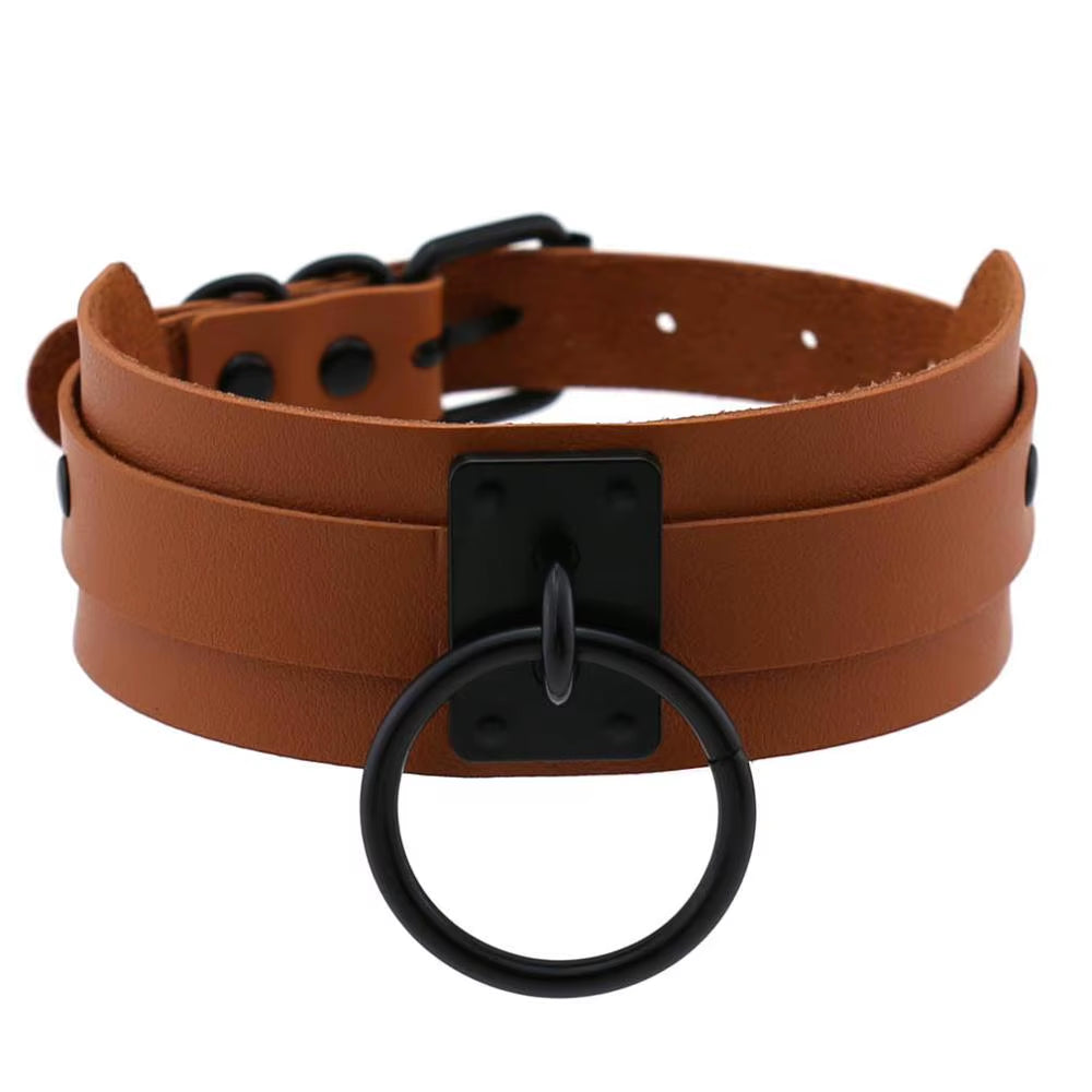 Punk Black O-Round Metal Leather Choker Collar Goth Fashion Necklaces 2023 Women Girls Rock Harajuku Emo Gothic Jewelry