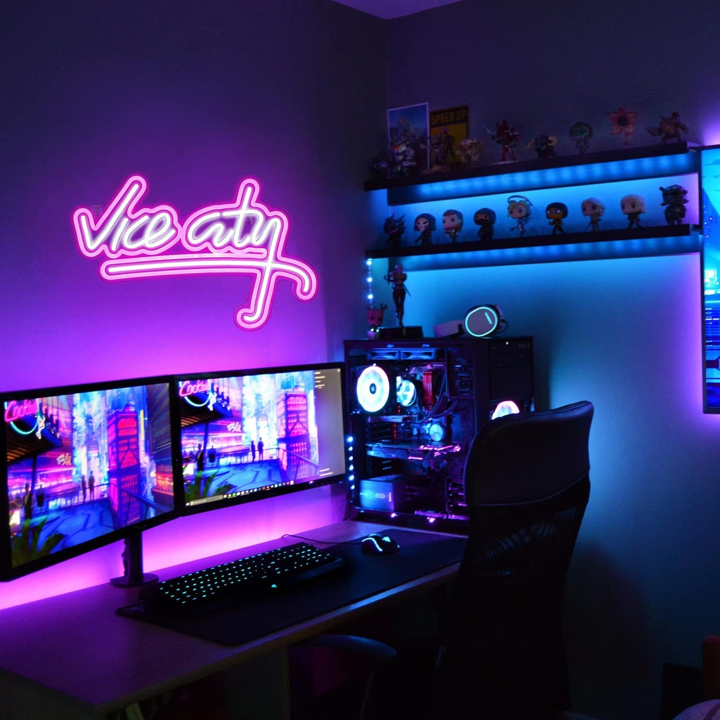 Vice City Neon Sign Pink Led Sign for Bedroom Wall Decor USB Powered Letter Neon