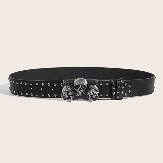 Desinger Belts for Women High Quality Luxury Brand Punk Goth Rivet Black Jeans Unisex Men Belt Paw Skull Buckle Waistband Man