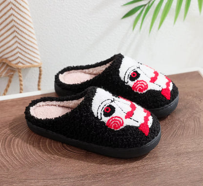 2024 Ghostface Home Cotten Slippers Women'S Winter Halloween Black Warm Plush Slippers Men Flip Flops Indoor Floor Slippers Gift