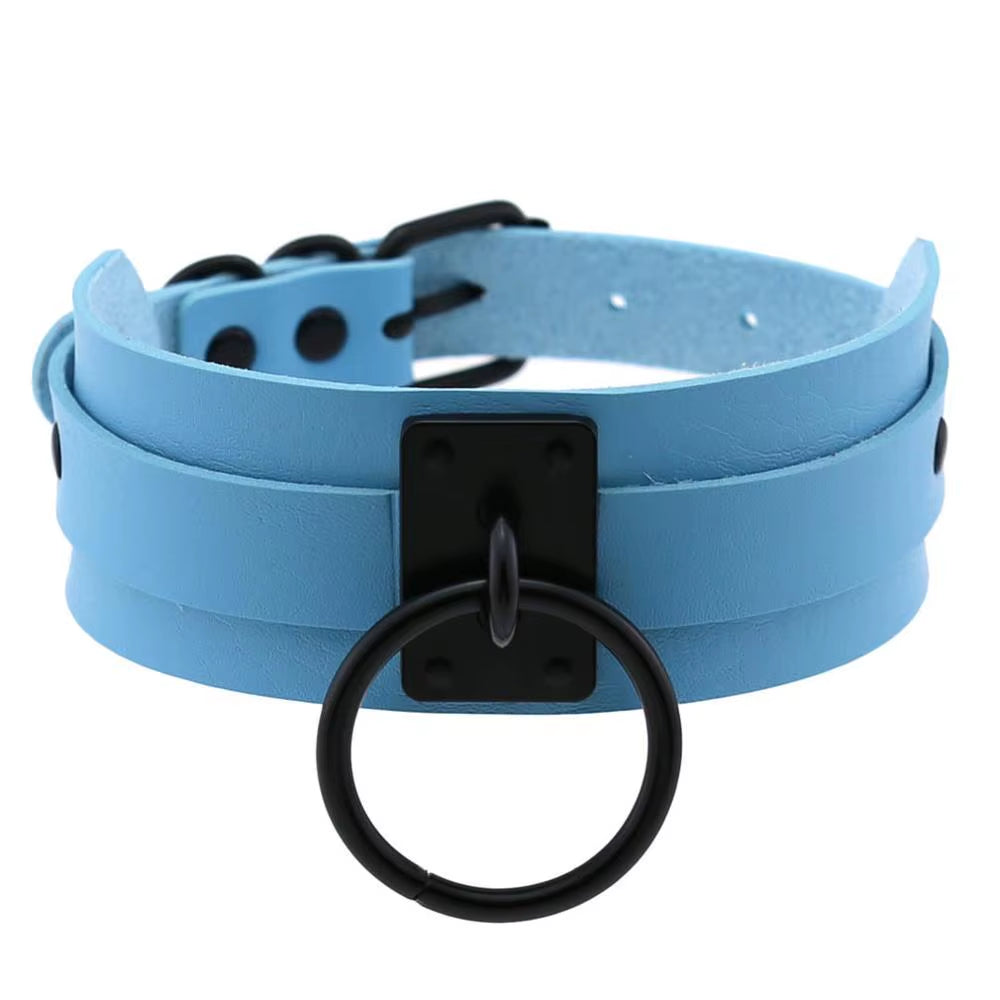 Punk Black O-Round Metal Leather Choker Collar Goth Fashion Necklaces 2023 Women Girls Rock Harajuku Emo Gothic Jewelry
