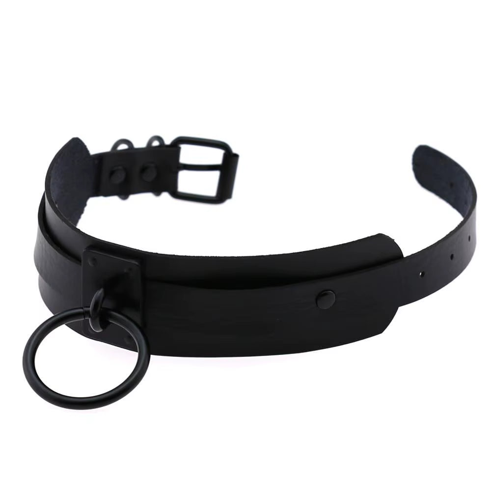 Punk Black O-Round Metal Leather Choker Collar Goth Fashion Necklaces 2023 Women Girls Rock Harajuku Emo Gothic Jewelry