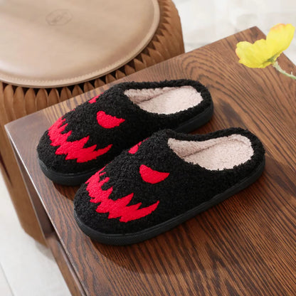 2024 Ghostface Home Cotten Slippers Women'S Winter Halloween Black Warm Plush Slippers Men Flip Flops Indoor Floor Slippers Gift