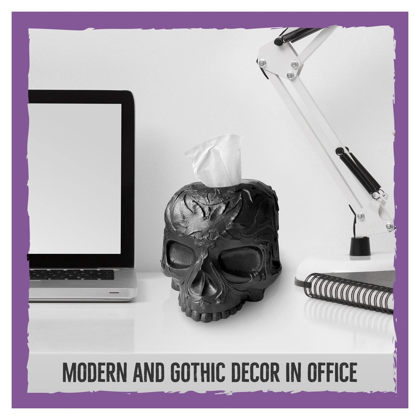 Skull Tissue Box Cover Square Black - Gothic Home Decor, Skull Gifts for Men ...