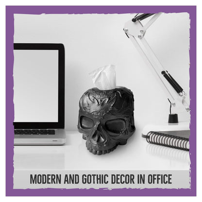 Skull Tissue Box Cover Square Black - Gothic Home Decor, Skull Gifts for Men ...