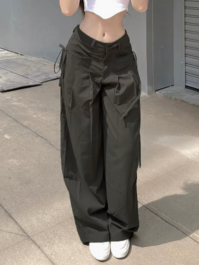 Streetwear Harajuku Cargo Panst Women Vintage Y2K Cyber Punk Mall Gothic Pocket High Waist Casual Loose Trousers Female