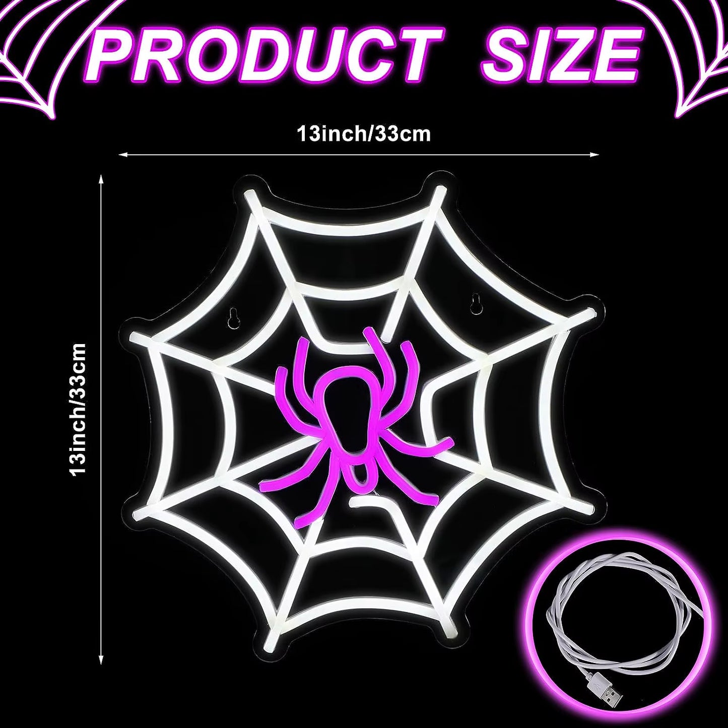 Spider Web Neon Sign Lighted Wall Art Decoration Halloween Led Sign Neon Light for Halloween Wedding Ceremony Party Decor Gift