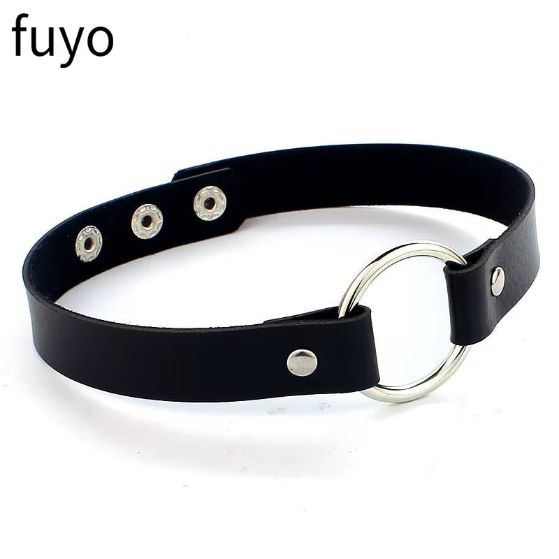 New Goth Choker Necklace Men Punk Rock Heart Geometry PU Necklace for Women Choker Gothic Bondage Goth Chocker Neck Jewelry