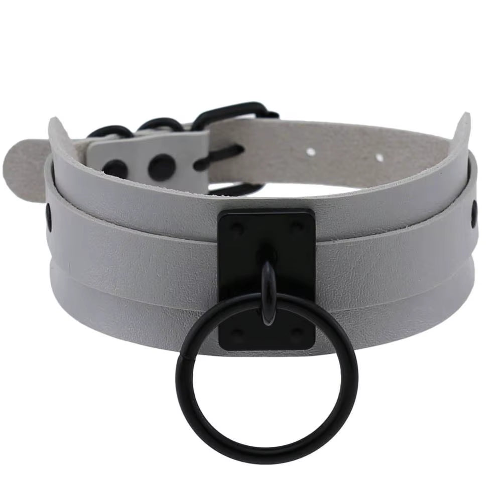 Punk Black O-Round Metal Leather Choker Collar Goth Fashion Necklaces 2023 Women Girls Rock Harajuku Emo Gothic Jewelry