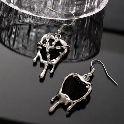 Gothic Punk Rock Liquid Red Black Heart Pendant Earrings for Women Fashion Creative Aesthetic Grunge Y2K Jewelry EMO Accessories