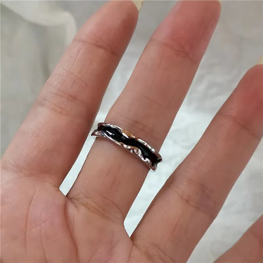 Kpop Goth Punk Vintage Aesthetic Geometric Irregular Star Silver Color Ring for Women Egirl Grunge Y2K EMO Jewelry Accessories