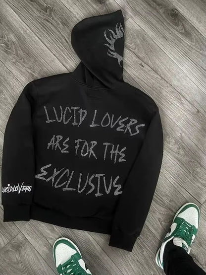 Y2K Jacket Men Hoodies Emo Zip Hoodie Rhinestone Pattern Goth Sweatshirt Sport Coat Pullover Gothic Long Sleeve Oversized Hoodie