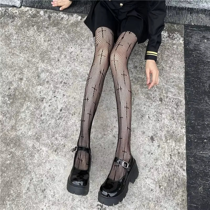 Hot Selling Summer Lolita Fishnet Body Stockings Fish Net Pantyhose Mesh Nylon Tights Lingerie Skin JK Cos Fishnet Waist Hosiery