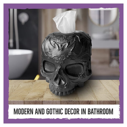 Skull Tissue Box Cover Square Black - Gothic Home Decor, Skull Gifts for Men ...