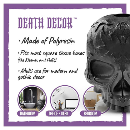 Skull Tissue Box Cover Square Black - Gothic Home Decor, Skull Gifts for Men ...