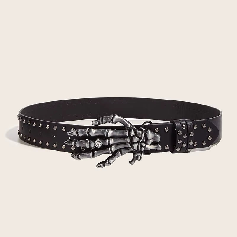 Desinger Belts for Women High Quality Luxury Brand Punk Goth Rivet Black Jeans Unisex Men Belt Paw Skull Buckle Waistband Man
