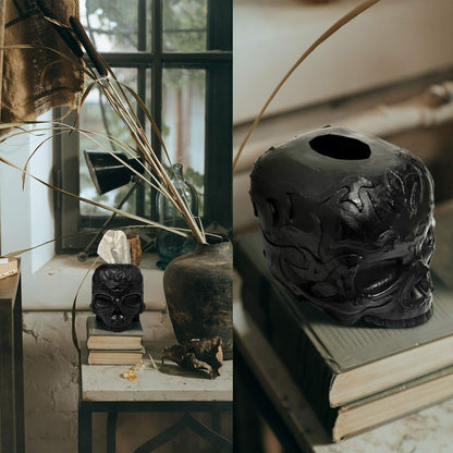 Skull Tissue Box Cover Square Black - Gothic Home Decor, Skull Gifts for Men ...