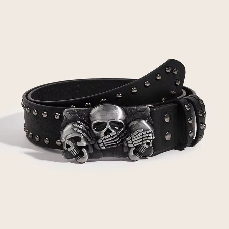 Desinger Belts for Women High Quality Luxury Brand Punk Goth Rivet Black Jeans Unisex Men Belt Paw Skull Buckle Waistband Man