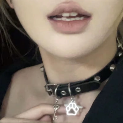 Grunge Jewelry Cat Claw Choker Punk Charms Skull Key Pendant Necklaces for Women Goth Accessories Korean Fashion Necklaces