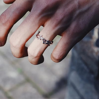 Vintage Goth Thorny Rose Couple Rings for Men Women Charm Irregularity Opening Stainless Steel Punk Finger Ring Jewelry Y2K Gift