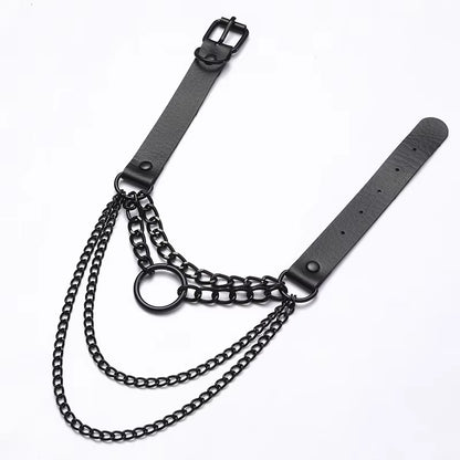 Layered Chain Necklace Punk Choker Collar Goth Pendant Necklace Women Black Leather Emo Gothic Jewelry