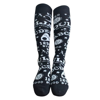 Dark Magic Star Moon Printed Socks Women Gothic Punk Streetwear Mall Goth Harajuku Casual Retro Y2K Black Hosiery Female