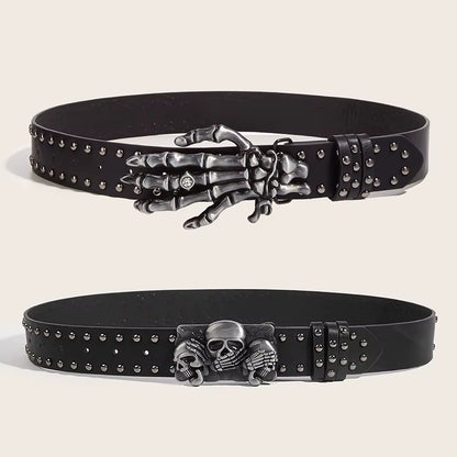 Desinger Belts for Women High Quality Luxury Brand Punk Goth Rivet Black Jeans Unisex Men Belt Paw Skull Buckle Waistband Man