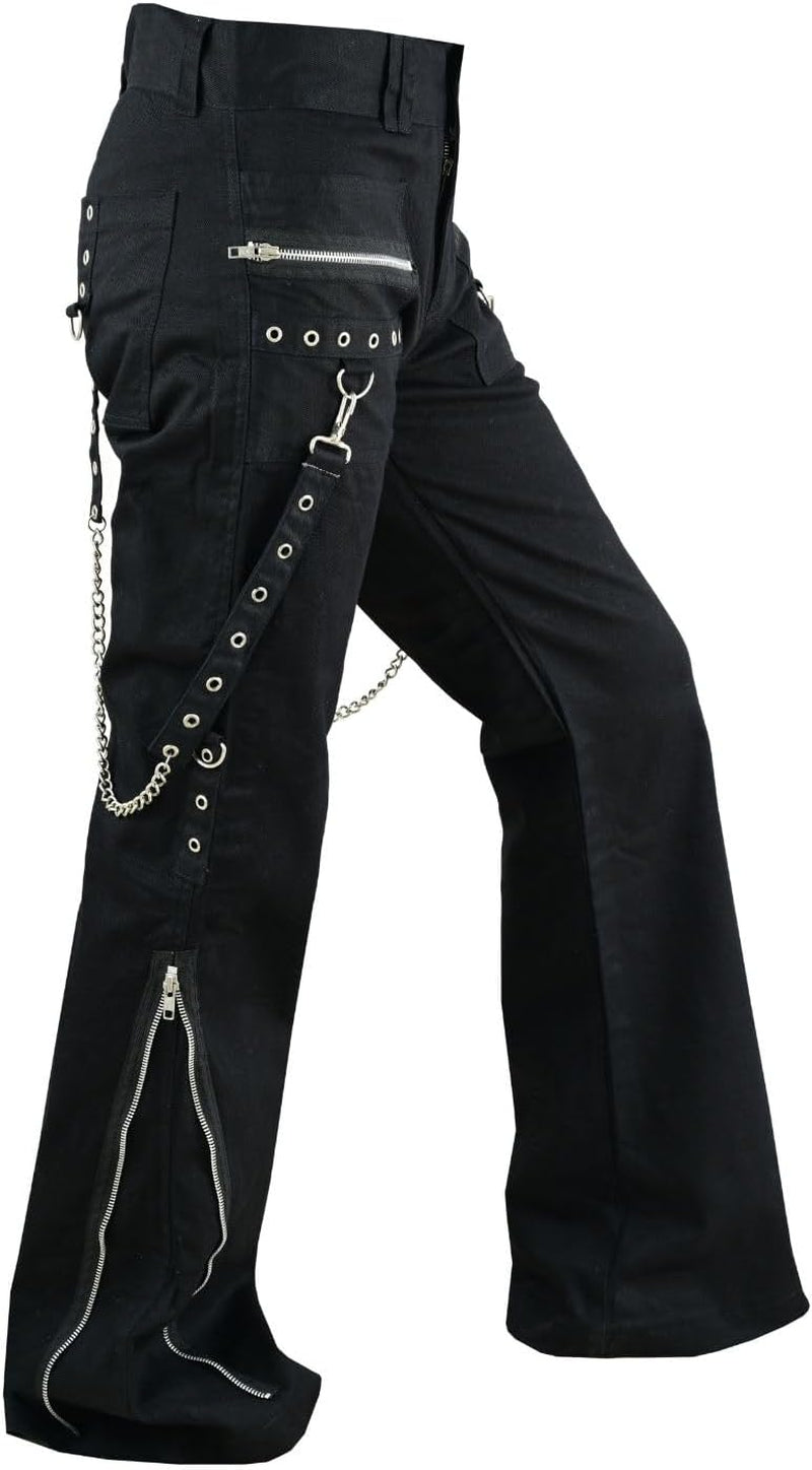 Women'S Chains Black Rhinestones Gothic Punk Emo Pants Straps Baggy Pants