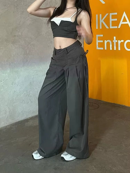 Streetwear Harajuku Cargo Panst Women Vintage Y2K Cyber Punk Mall Gothic Pocket High Waist Casual Loose Trousers Female