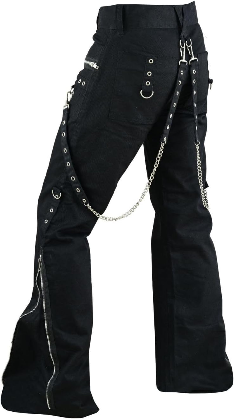 Women'S Chains Black Rhinestones Gothic Punk Emo Pants Straps Baggy Pants