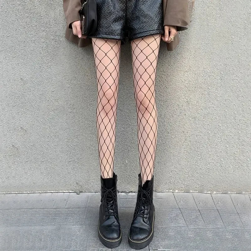 Hot Selling Summer Lolita Fishnet Body Stockings Fish Net Pantyhose Mesh Nylon Tights Lingerie Skin JK Cos Fishnet Waist Hosiery