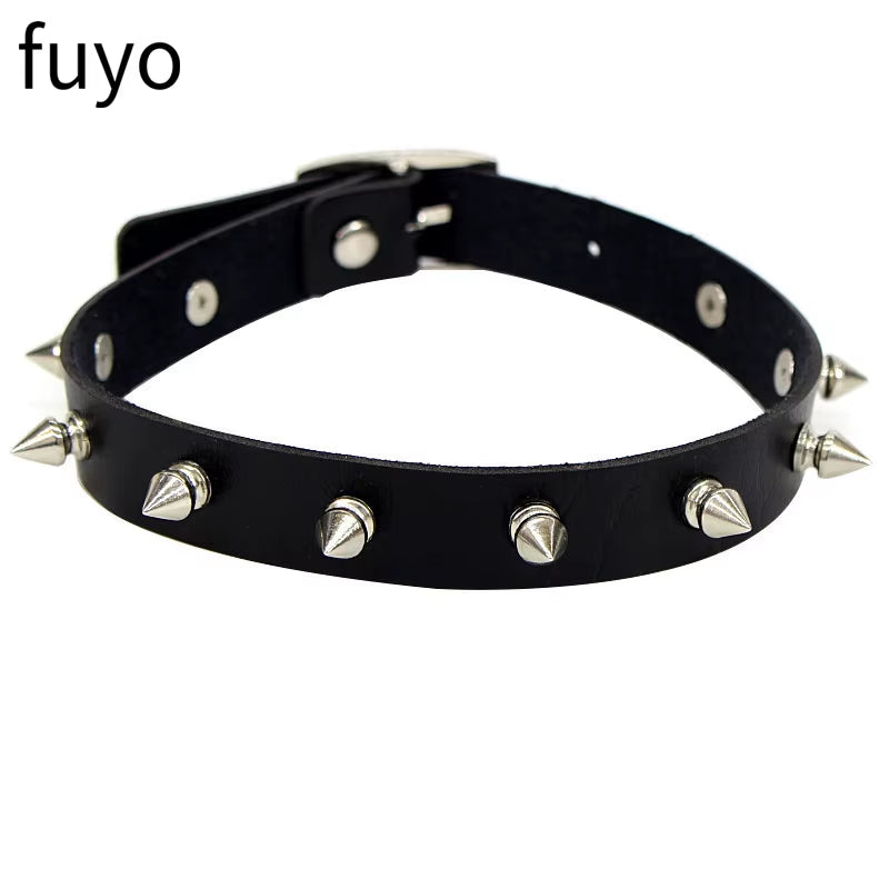 New Goth Choker Necklace Men Punk Rock Heart Geometry PU Necklace for Women Choker Gothic Bondage Goth Chocker Neck Jewelry