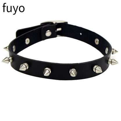 New Goth Choker Necklace Men Punk Rock Heart Geometry PU Necklace for Women Choker Gothic Bondage Goth Chocker Neck Jewelry