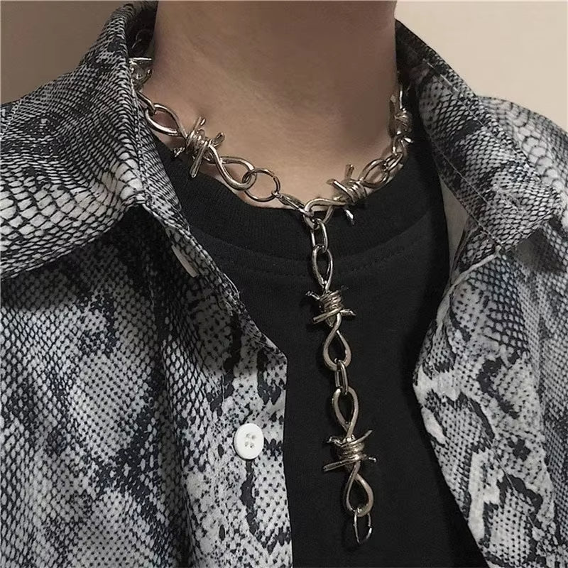 Barbed Wire Choker Necklace Grunge Vintage Punk Emo Accessory Goth
